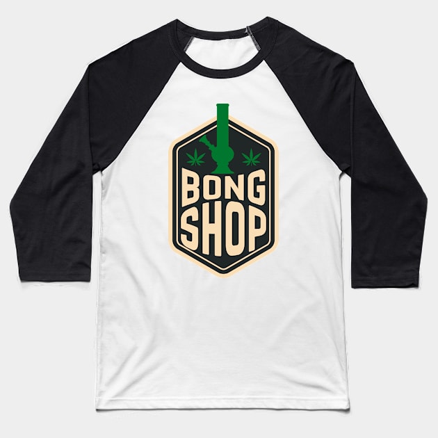 Medical Cannabis Bong Shop Baseball T-Shirt by CryptoTextile